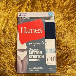 Hanes Originals 3 Pack Cotton Thongs - Size S